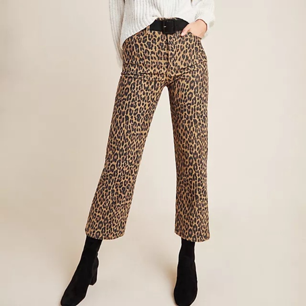 Levis Ribcage Straight leopard 30 Print Ankle pants Corduroy Animal Cheetah Crop